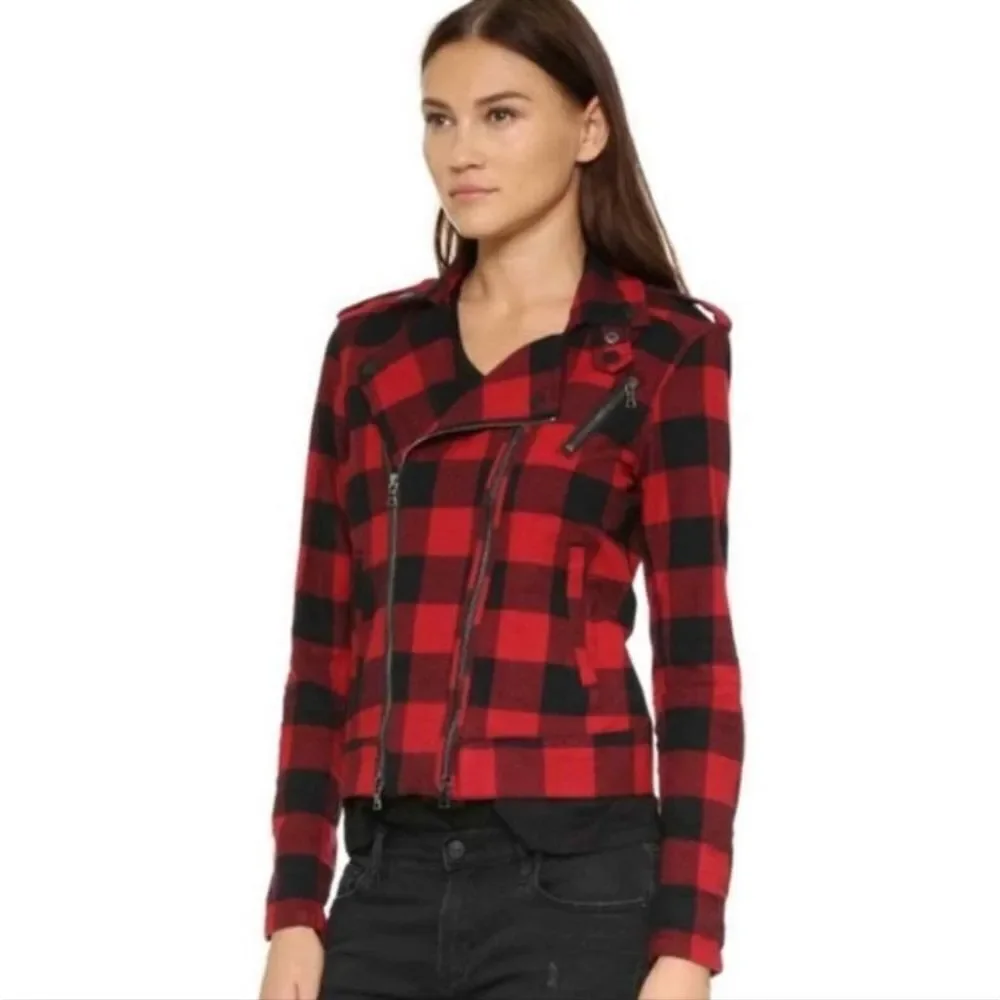 Hudson Cynic Moto jacket Tundra plaid flannel size L